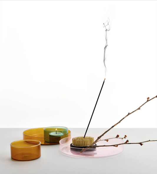 Ichendorf Milano - Kenzan Set Amber/Pink Tray 