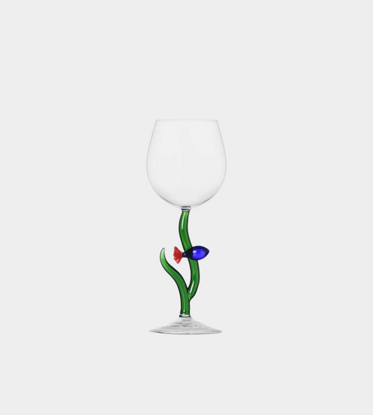 Ichendorf Milano - Stemmed Glass Blue Fish Red Tail