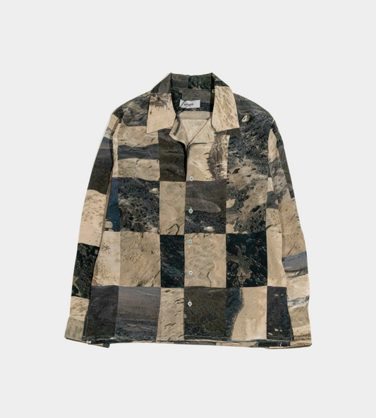 Serapis - 'Oil Sand' Long Sleeve Silk Shirt