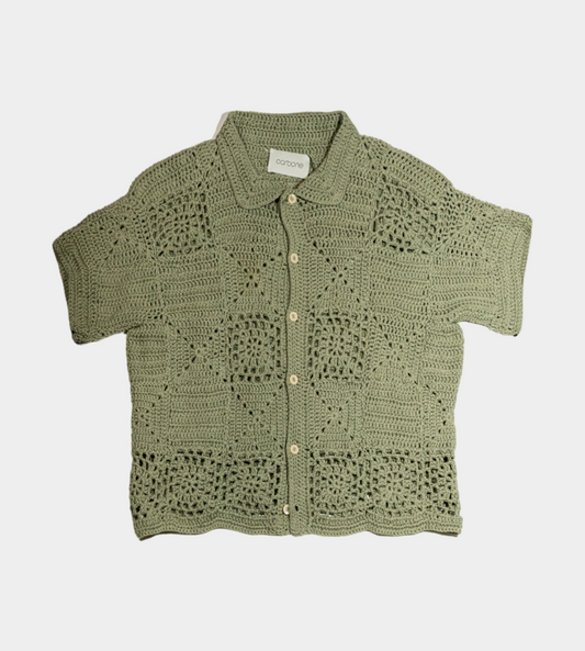 Carbone - Solid Crochet Shirt Green