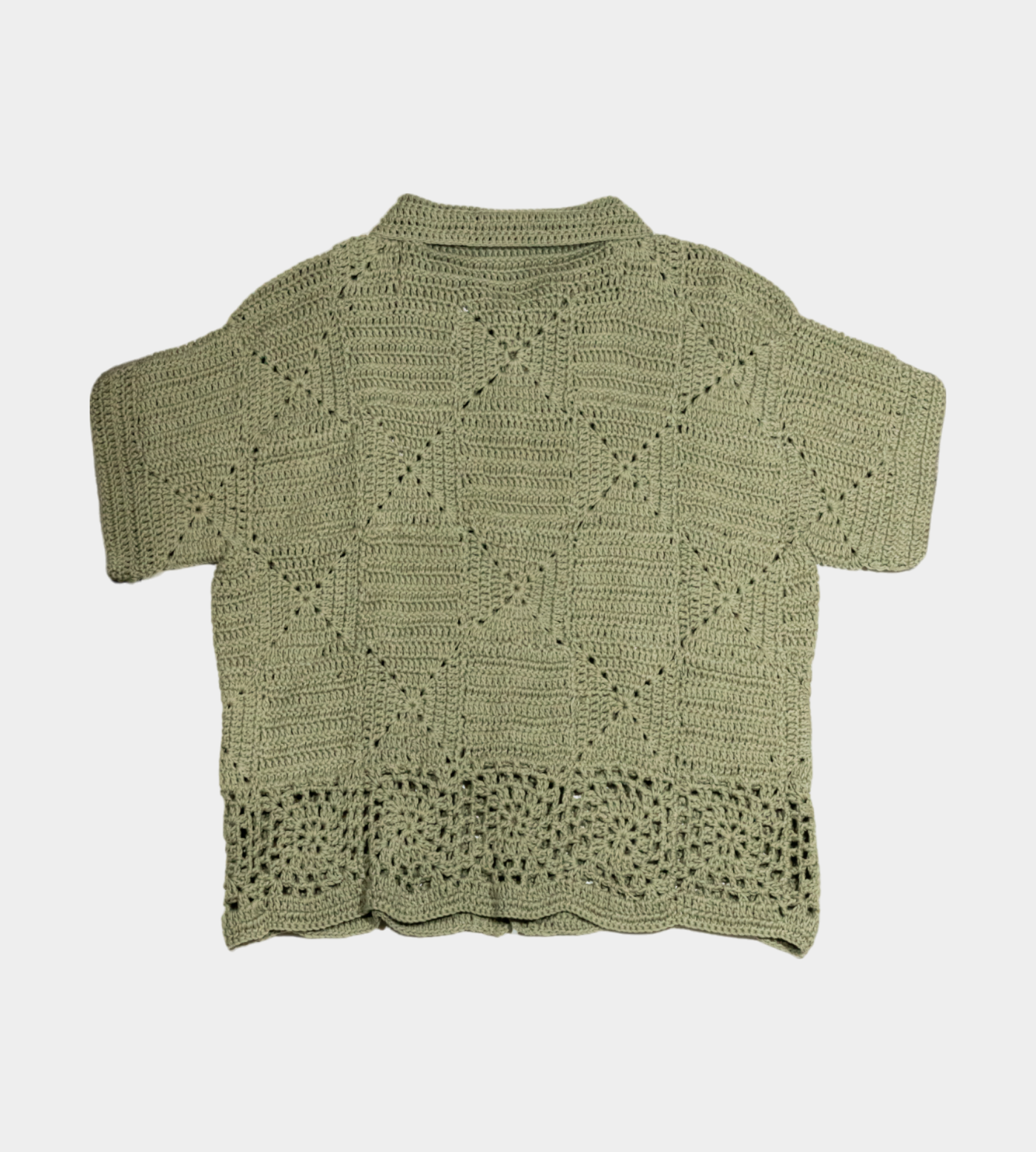 Carbone - Solid Crochet Shirt Green