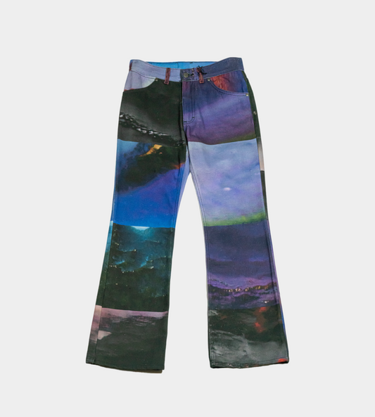 Serapis - 'Purple Grid' Bootcut Denim Pants