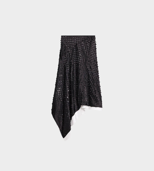 HELMUT LANG - Hole-Punched Scarf Hem Skirt Black