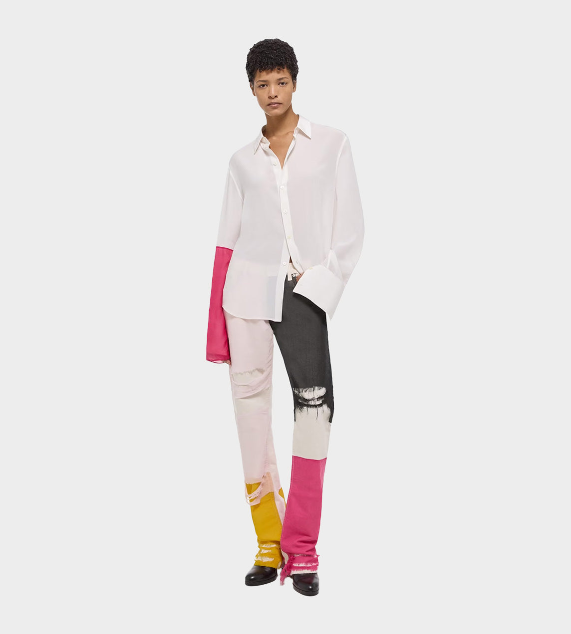 Helmut Lang - Colourblocked Shirt Fuchsia/White