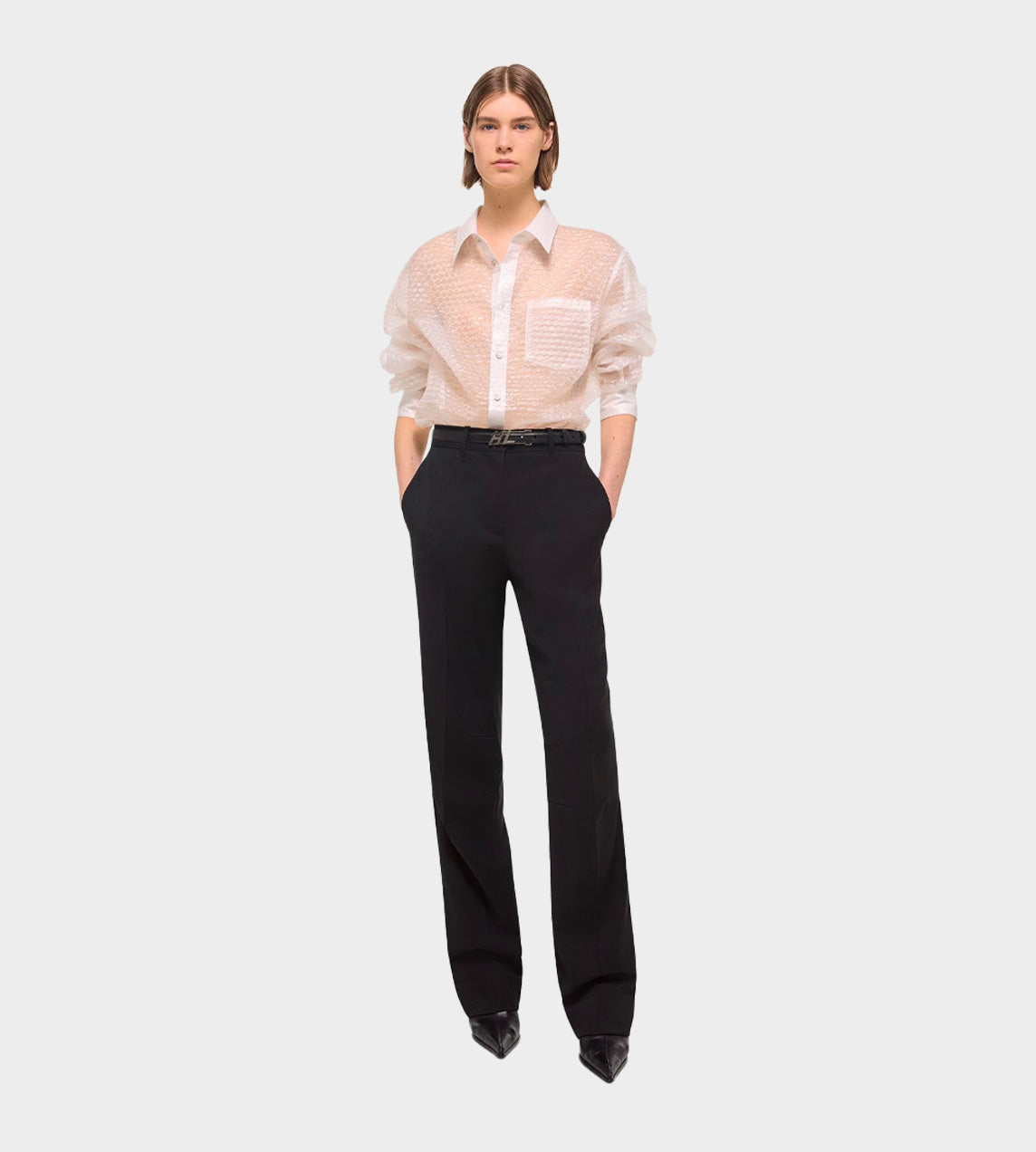 HELMUT LANG - Curved Bubble Wrap Shirt White