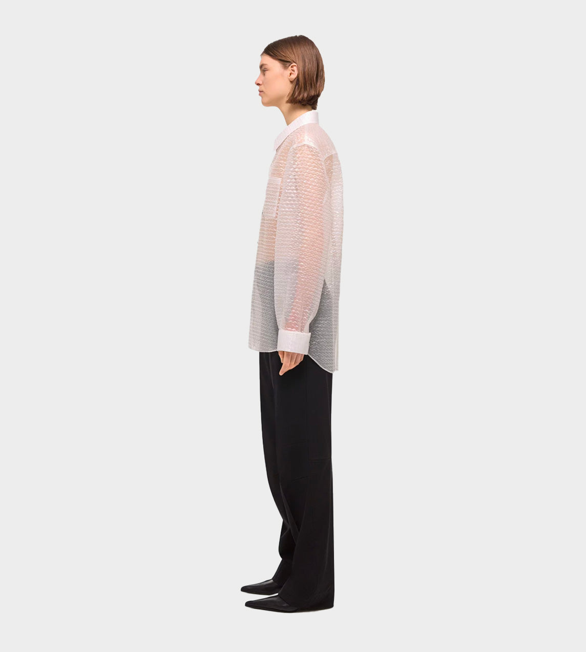 HELMUT LANG - Curved Bubble Wrap Shirt White