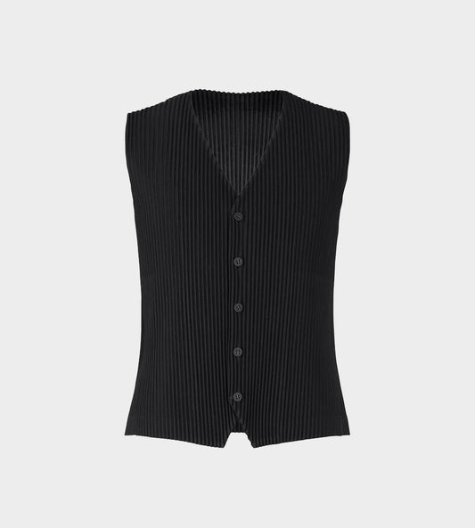 Homme Plisse Issey Miyake - Pleated Button Front Vest Black