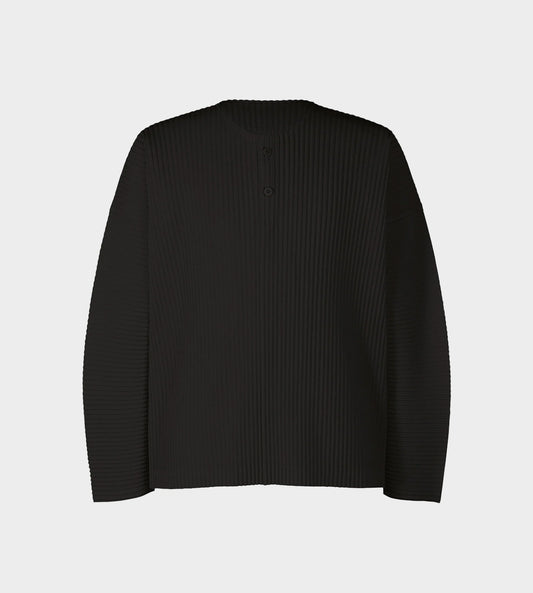 Homme Plisse Issey Miyake  - Long Sleeve Henley Tee Blk