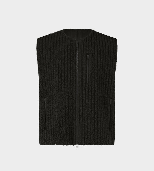 HOMME PLISSE ISSEY MIYAKE - Pleated Teddy Vest Blk