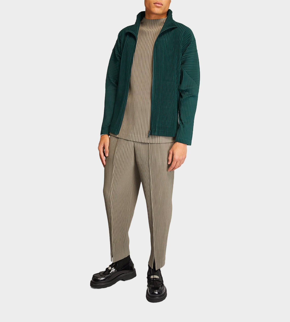 Homme Plisse Issey Miyake - Colour Pleats Zip Up Cardigan D. Green