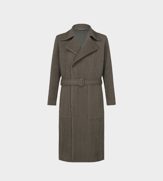 Homme Plisse Issey Miyake - Wool Like Pleated Trench Coat Grey