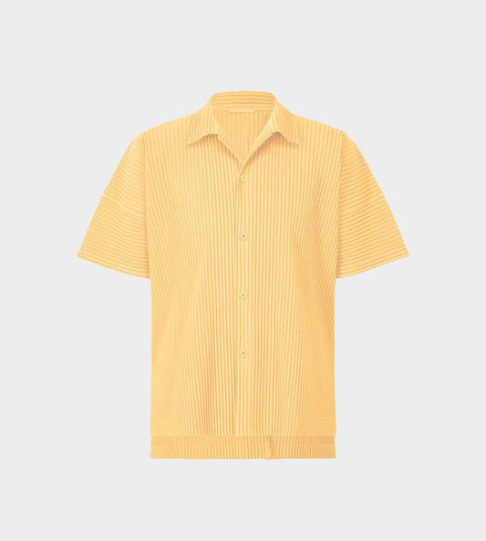 HOMME PLISSE ISSEY MIYAKE - Oversized Button Up Polo Beige