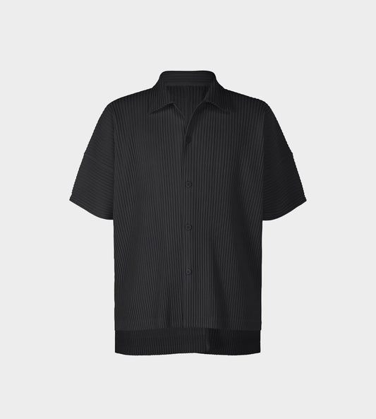 HOMME PLISSE ISSEY MIYAKE - Oversized Button Up Polo Black