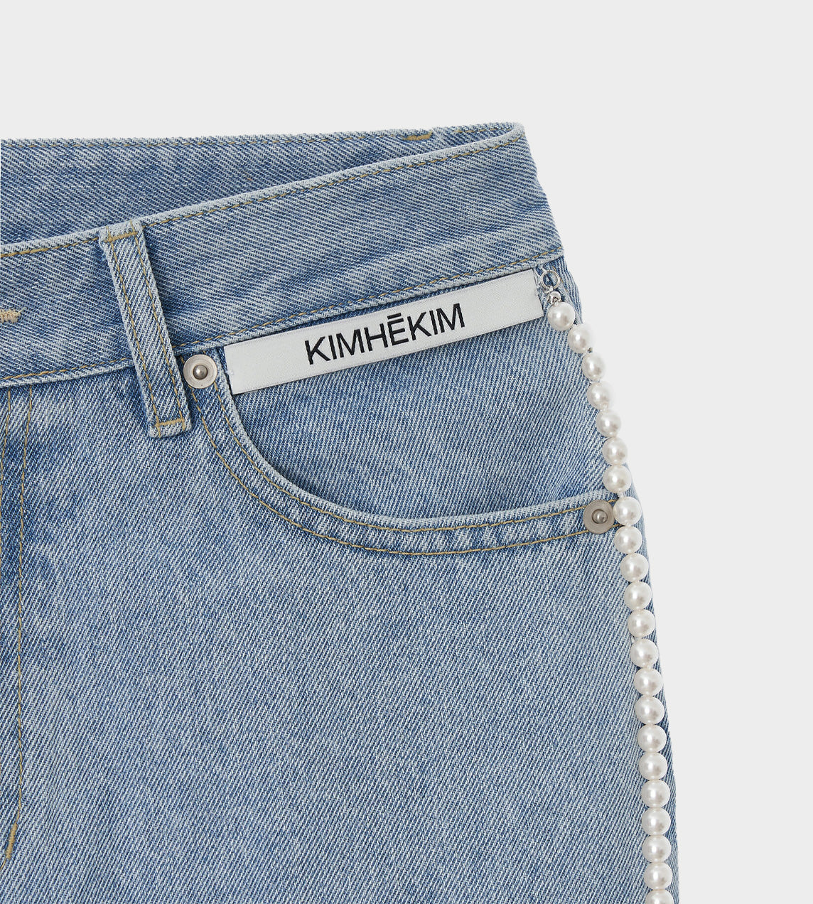 KIMHEKIM - Pearl Strip Wide Leg Jeans