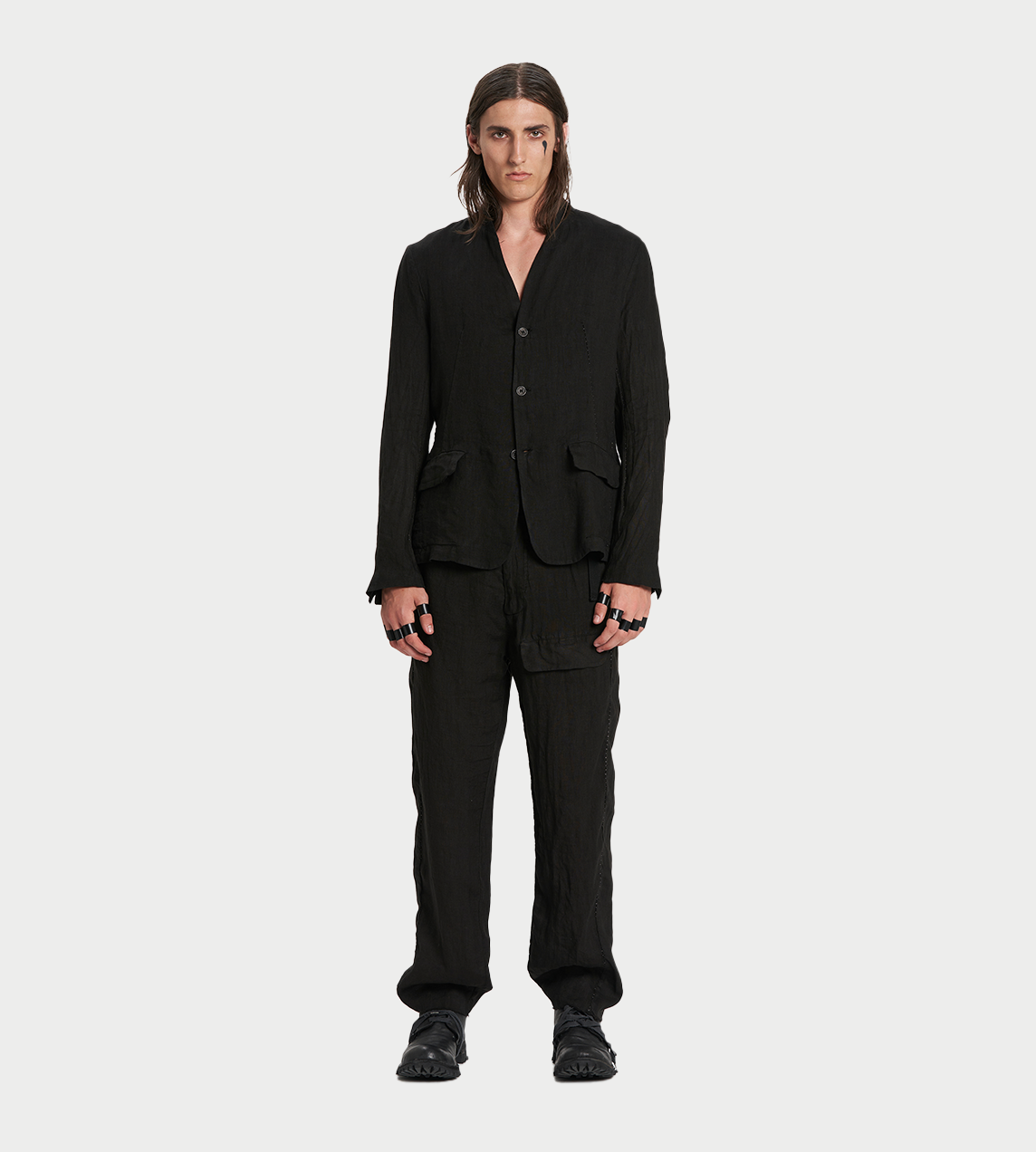 Masnada - Collarless Blazer Black
