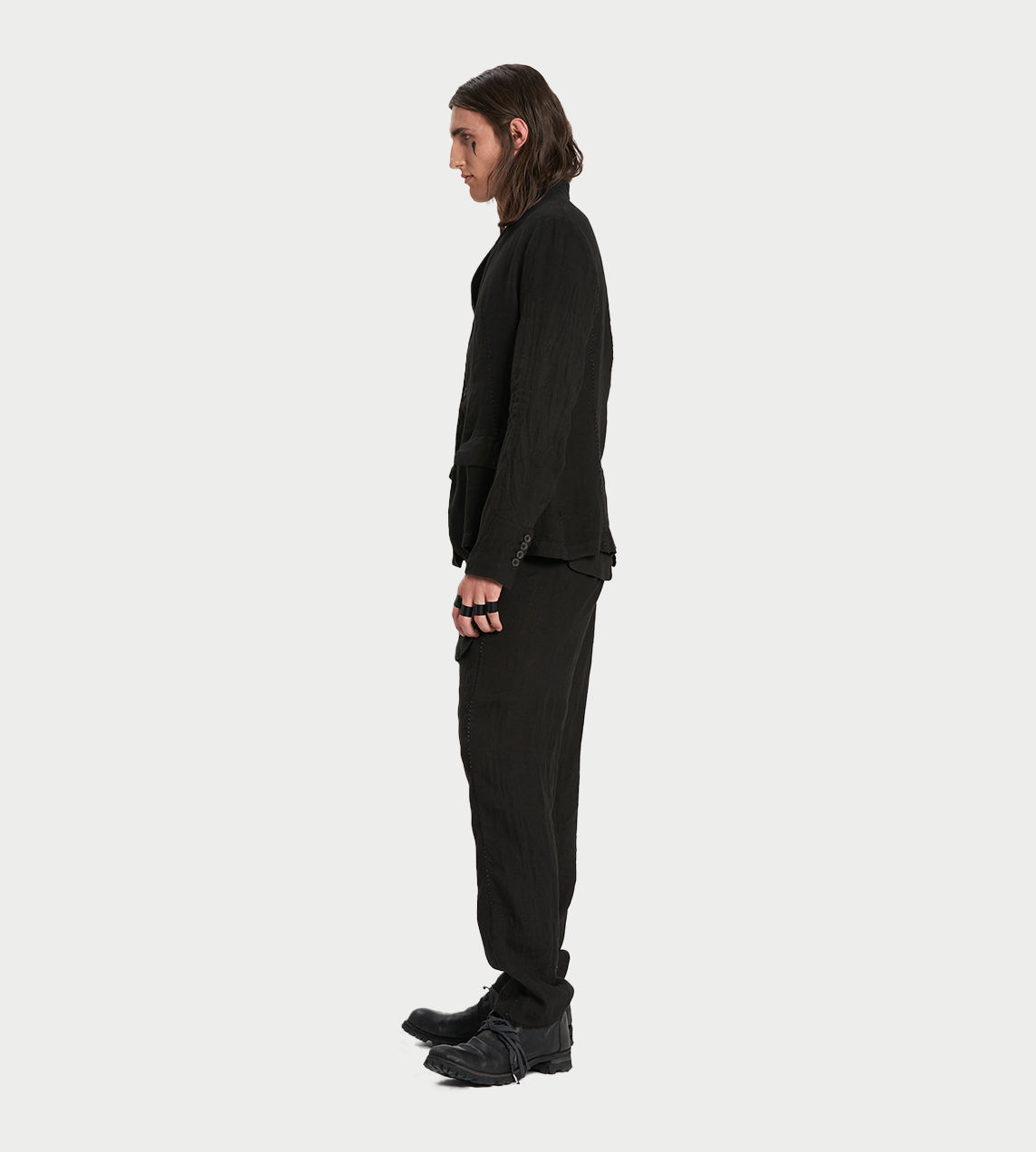 Masnada - Collarless Blazer Black