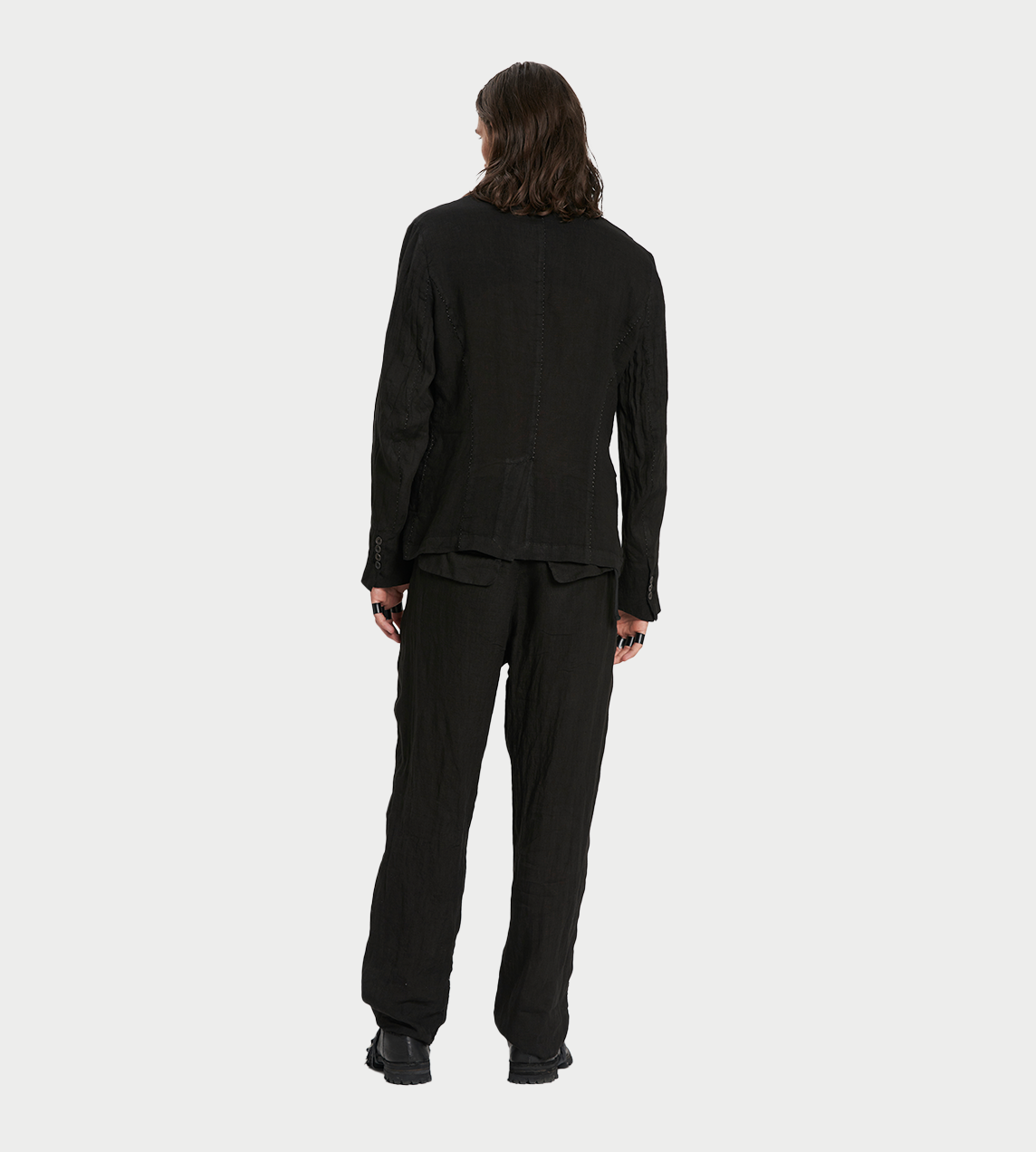 Masnada - Collarless Blazer Black