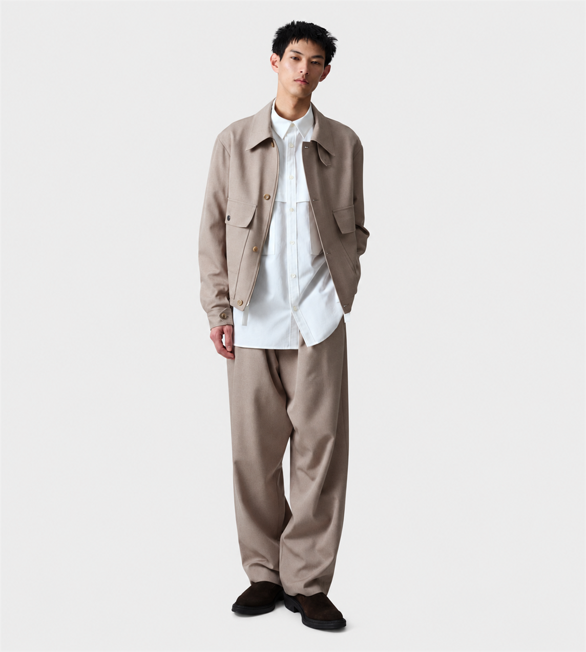 Wide 2 Tuck Pants Rose Greige