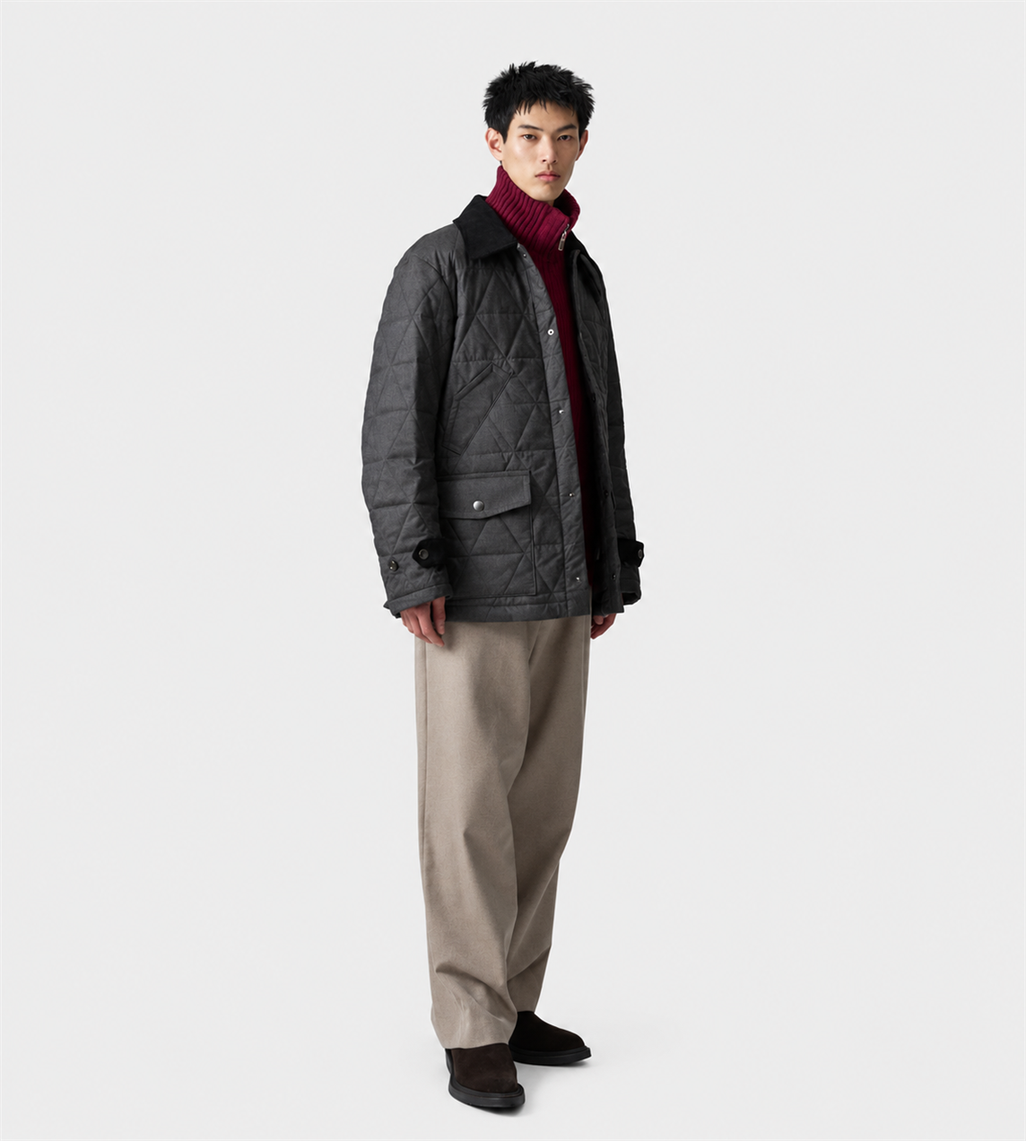 Wide 2 Tuck Pants Rose Greige