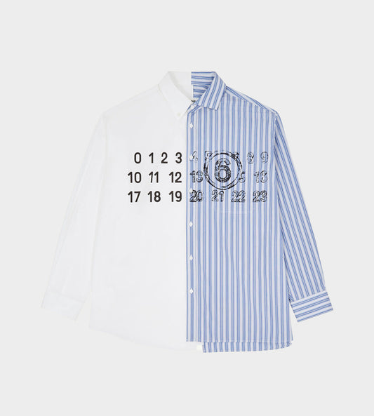 MM6 Maison Margiela - Spliced Numbers Shirt White/Blue