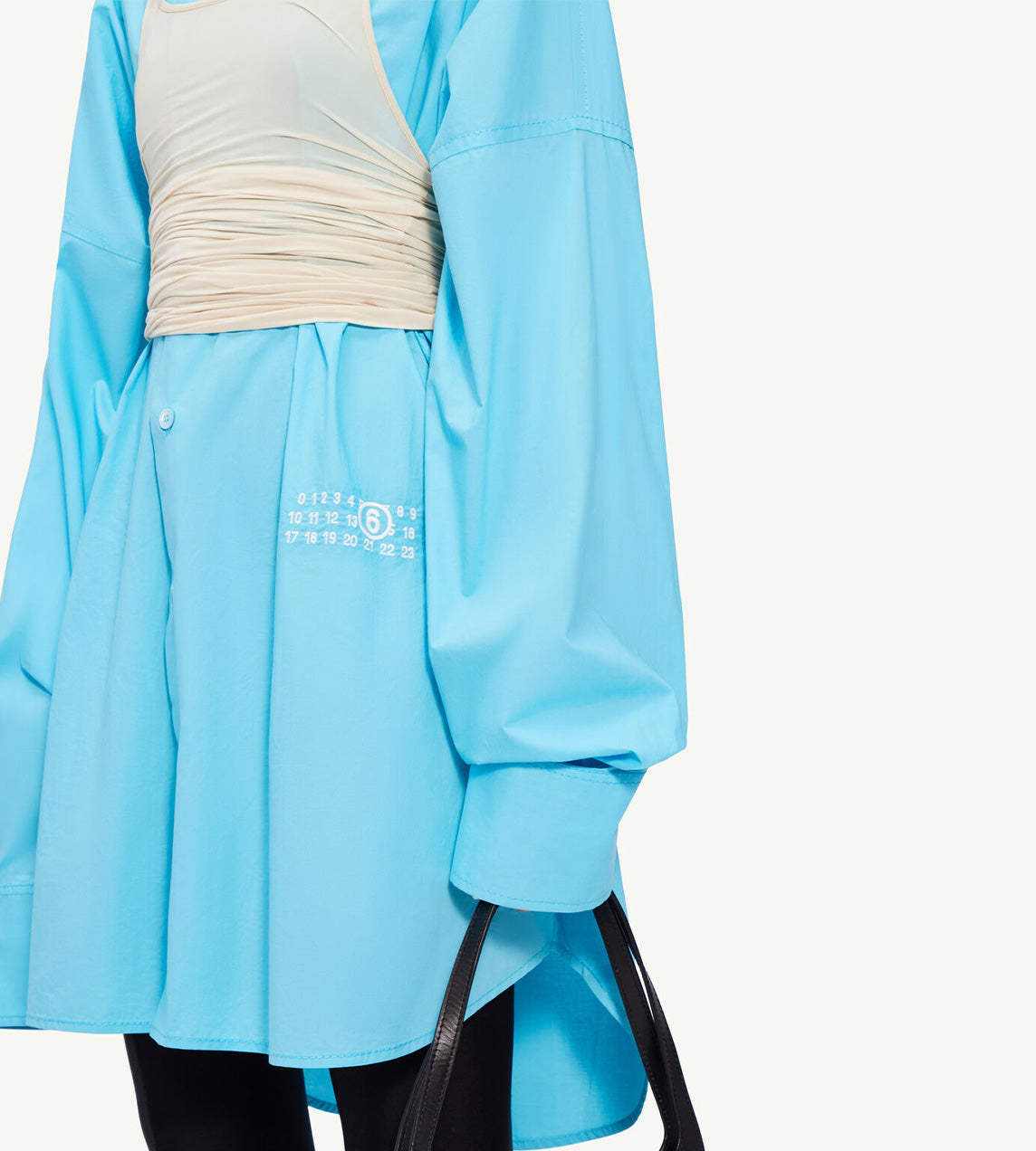 MM6 Maison Margiela - Layered Slip Shirt Dress Turquoise/Beige