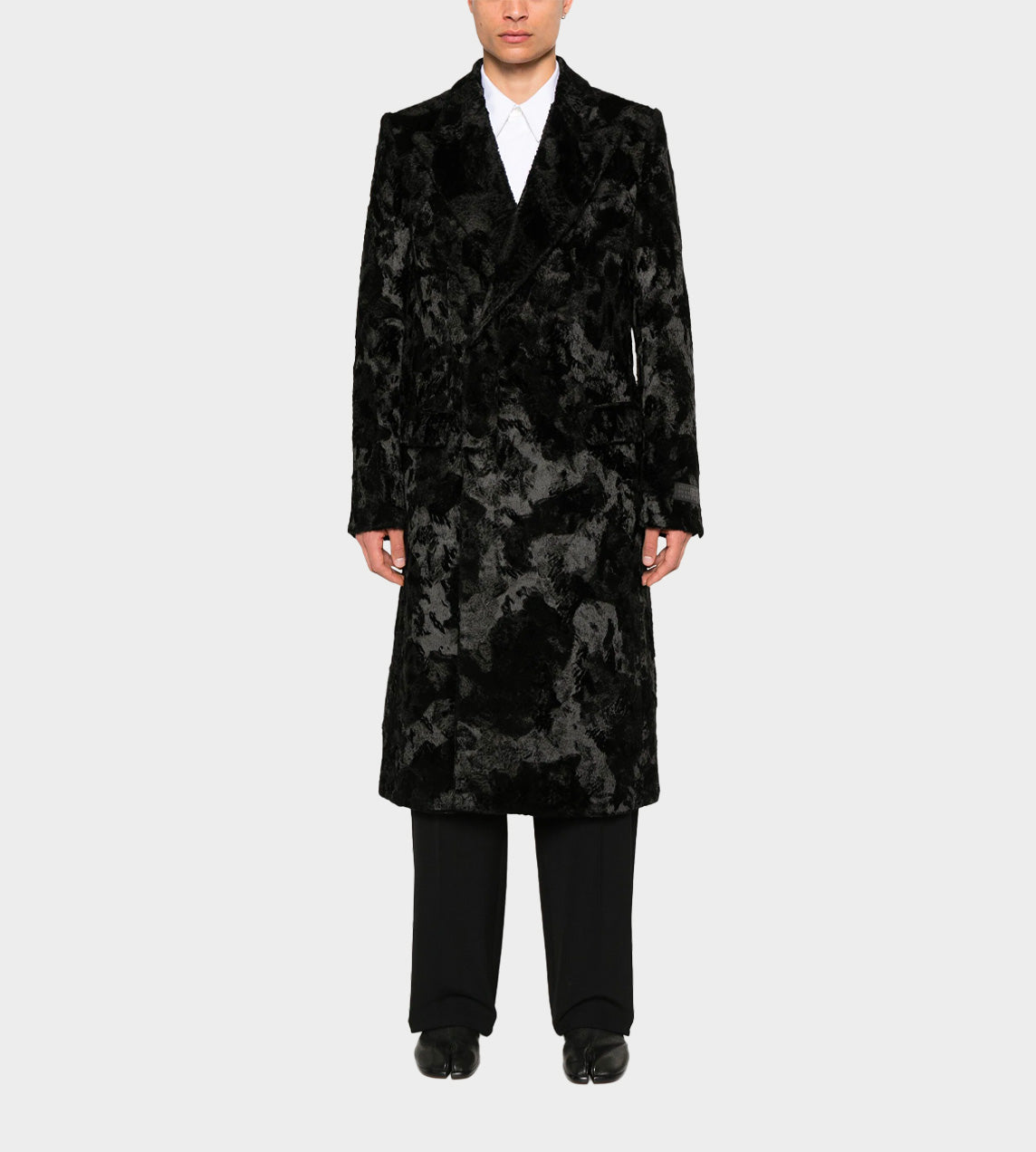 MM6 Maison Margiela - Faux Fur Double-Breasted Coat Blk