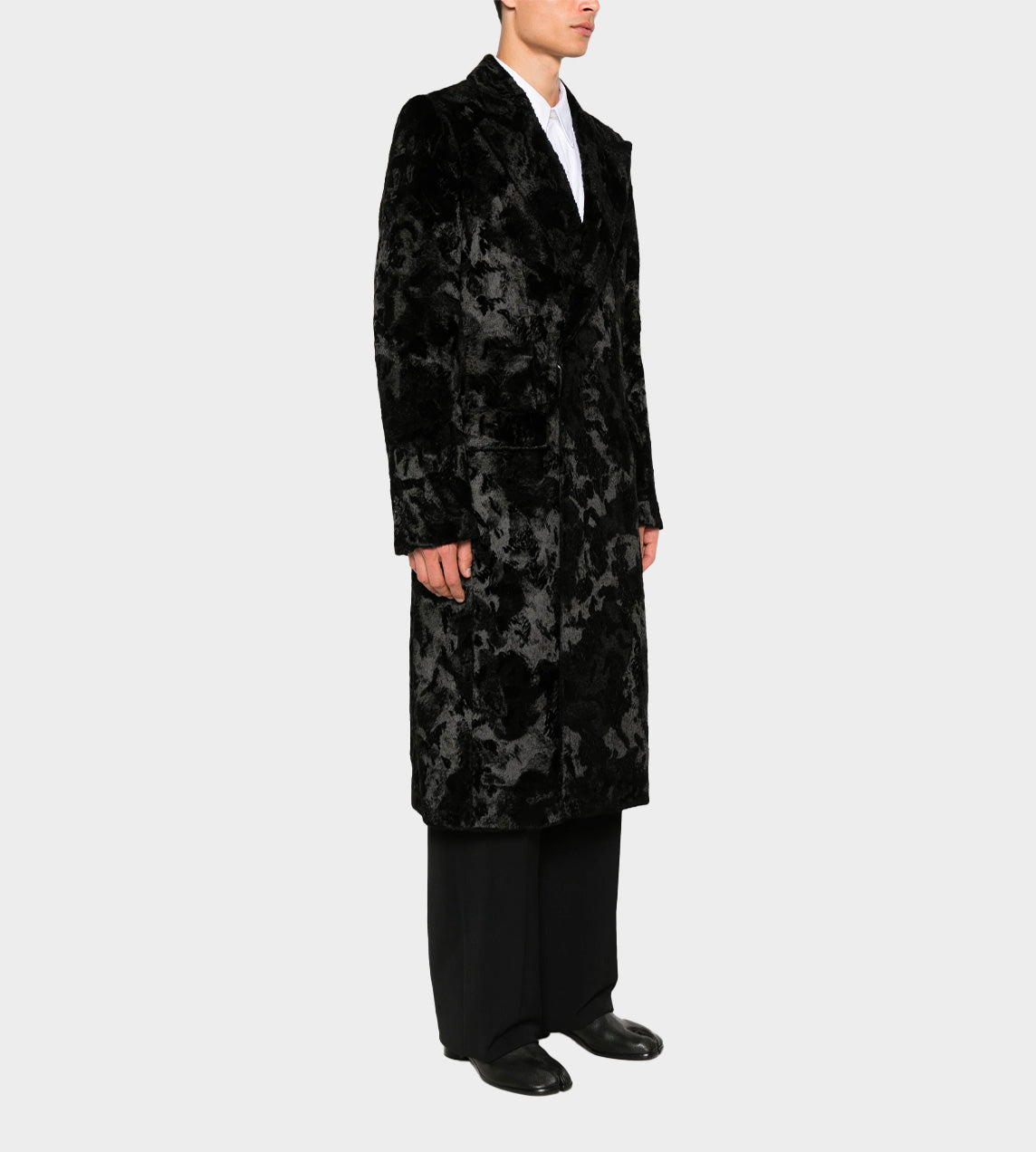 MM6 Maison Margiela - Faux Fur Double-Breasted Coat Blk