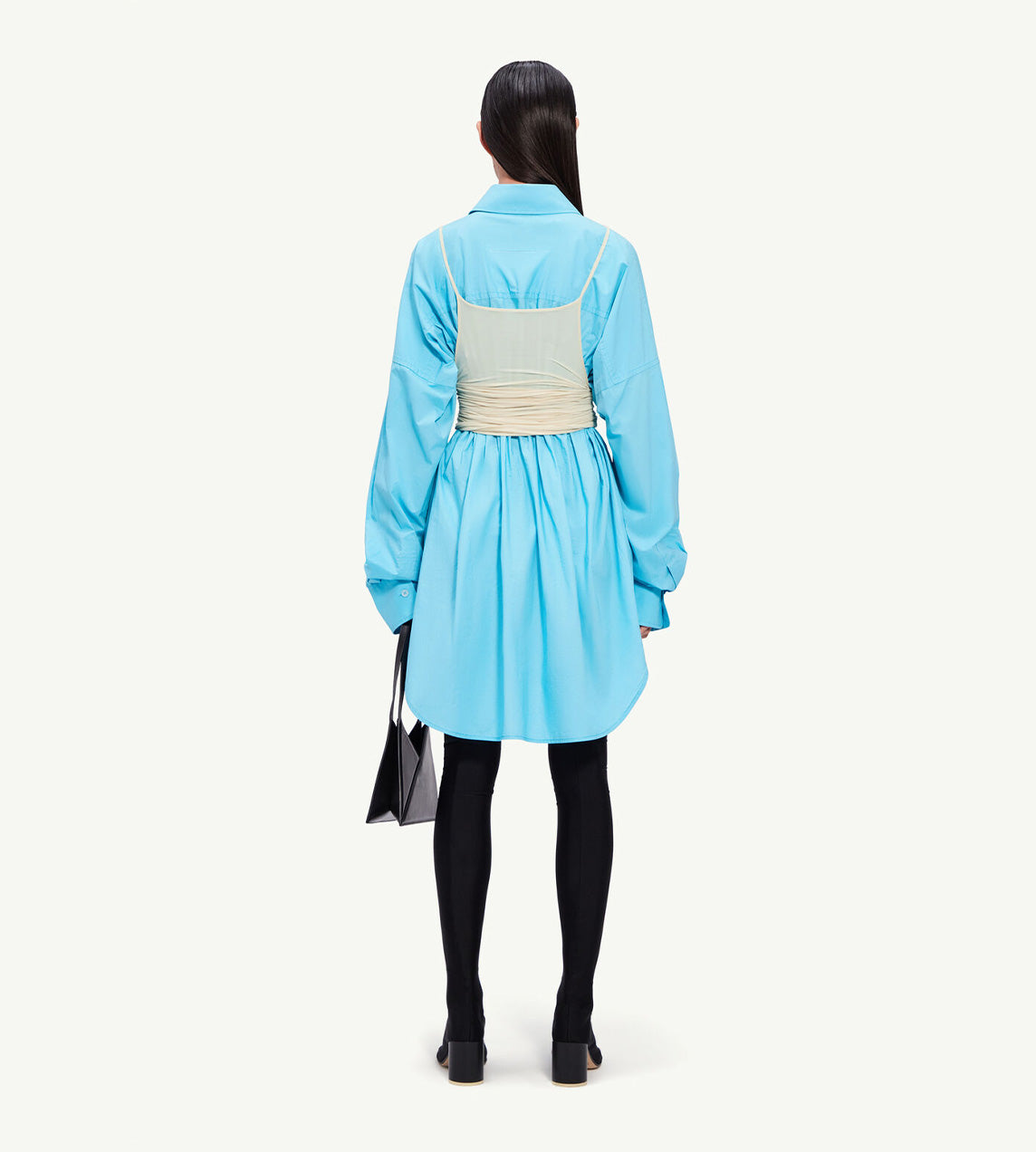 MM6 Maison Margiela - Layered Slip Shirt Dress Turquoise/Beige