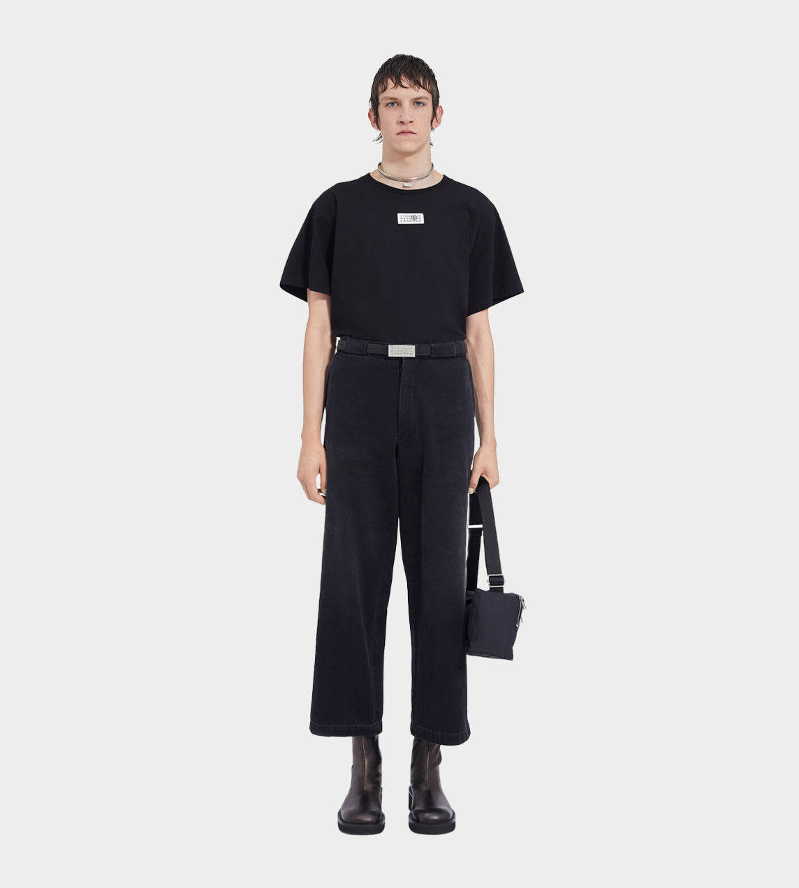 MM6 Maison Margiela - Cropped Straight Leg Jeans Black