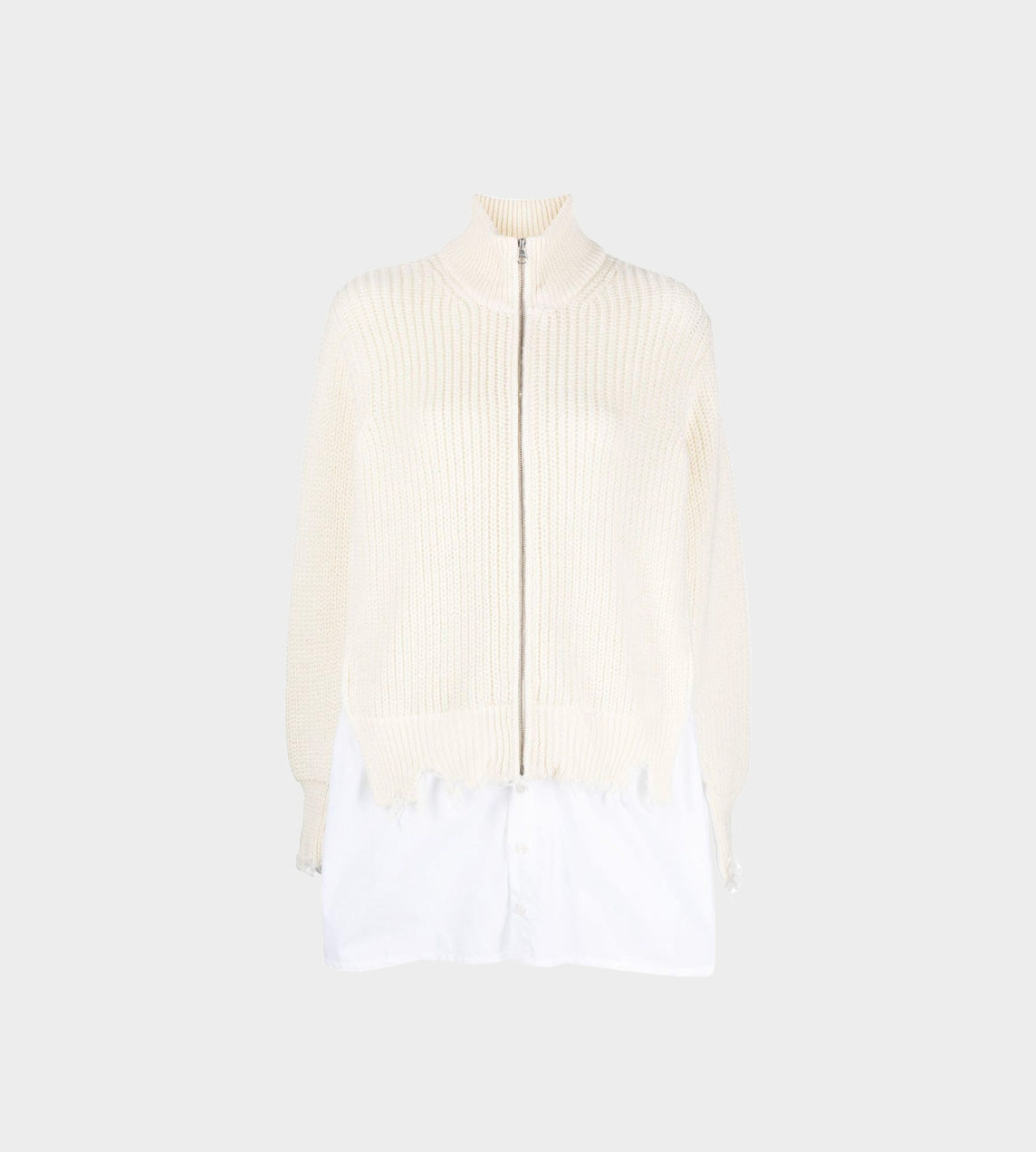 MM6 Maison Margiela - Spliced Zip Front Cardigan Off White