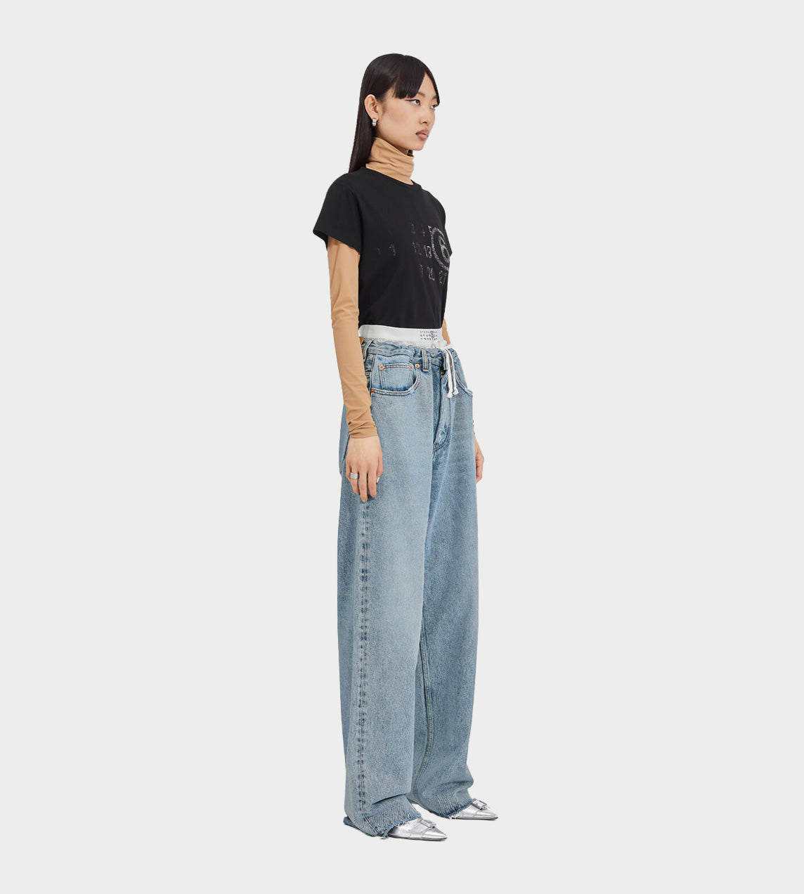 MM6 Maison Margiela - Layered Waistband Jeans (W) Blue