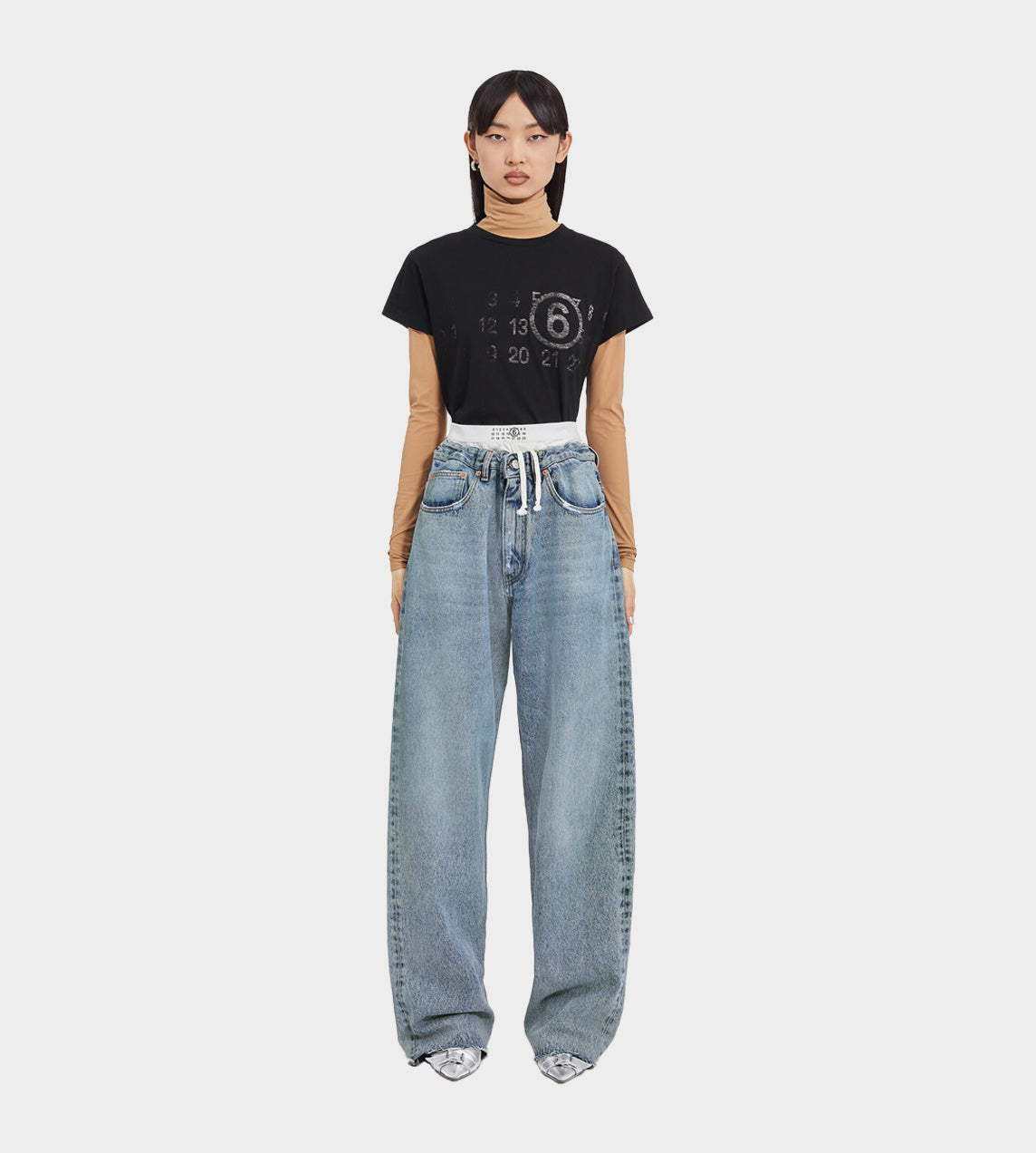 MM6 Maison Margiela - Layered Waistband Jeans (W) Blue