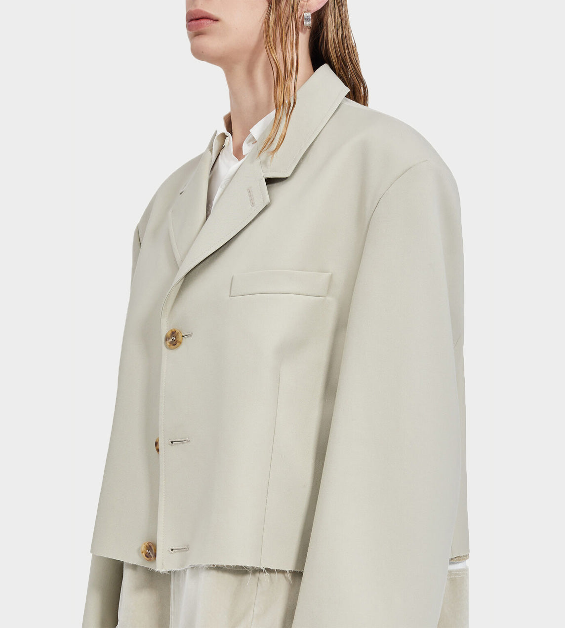 MM6 Maison Margiela - Cropped Suit Jacket Beige