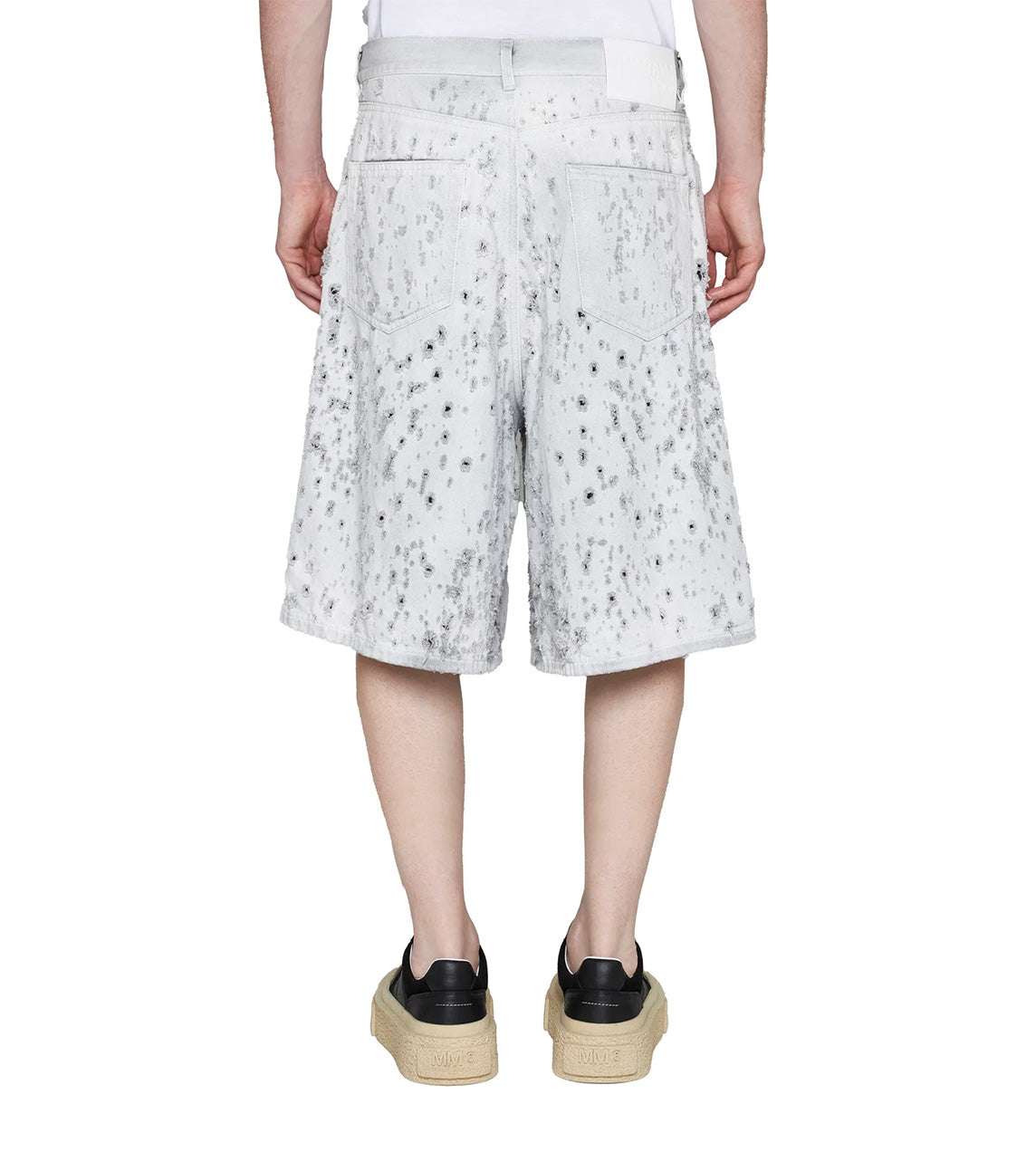 MM6 Maison Margiela - Destroyed Denim Shorts Off-White