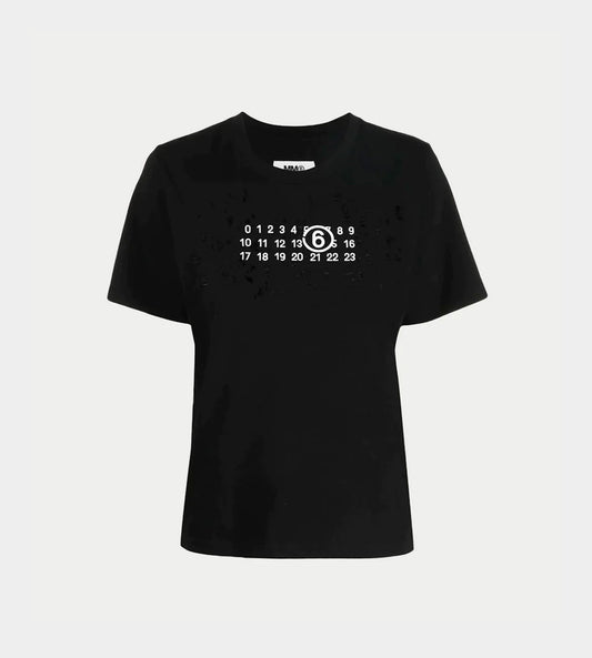 MM6 Maison Margiela - Distressed Logo T-shirt Black