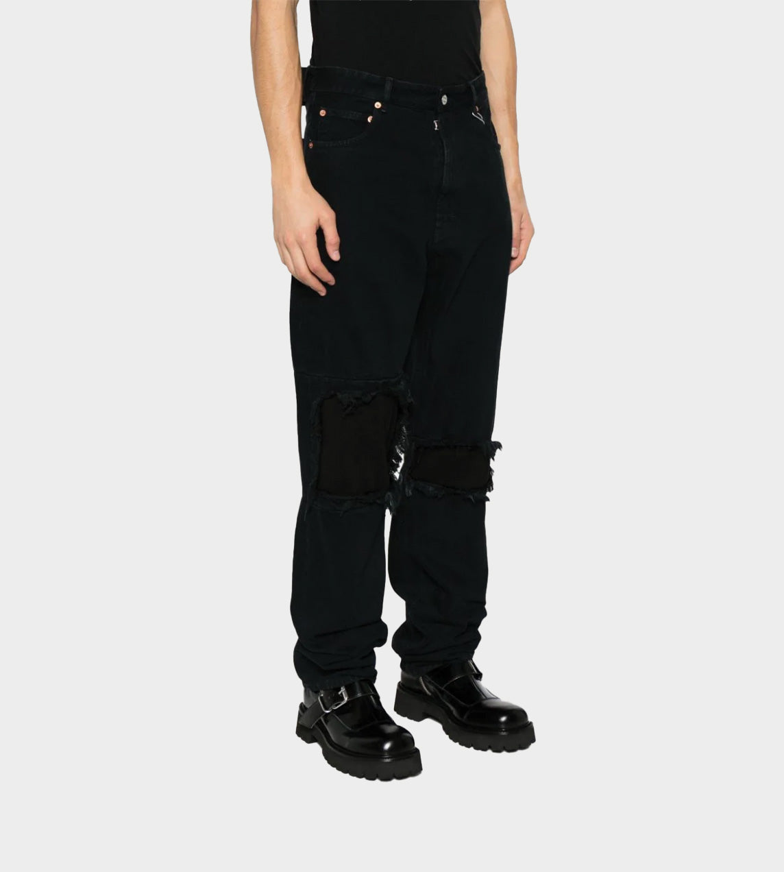 MM6 Maison Margiela - Distressed Knee Slim Jeans Black