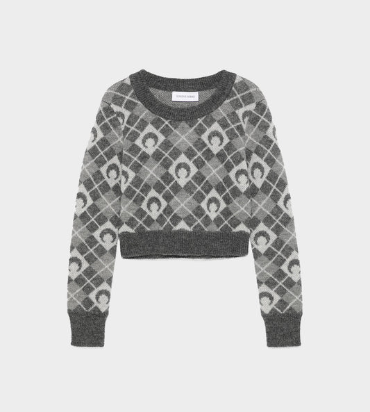 Marine Serre - Moon Argyle Knit Cropped Sweater