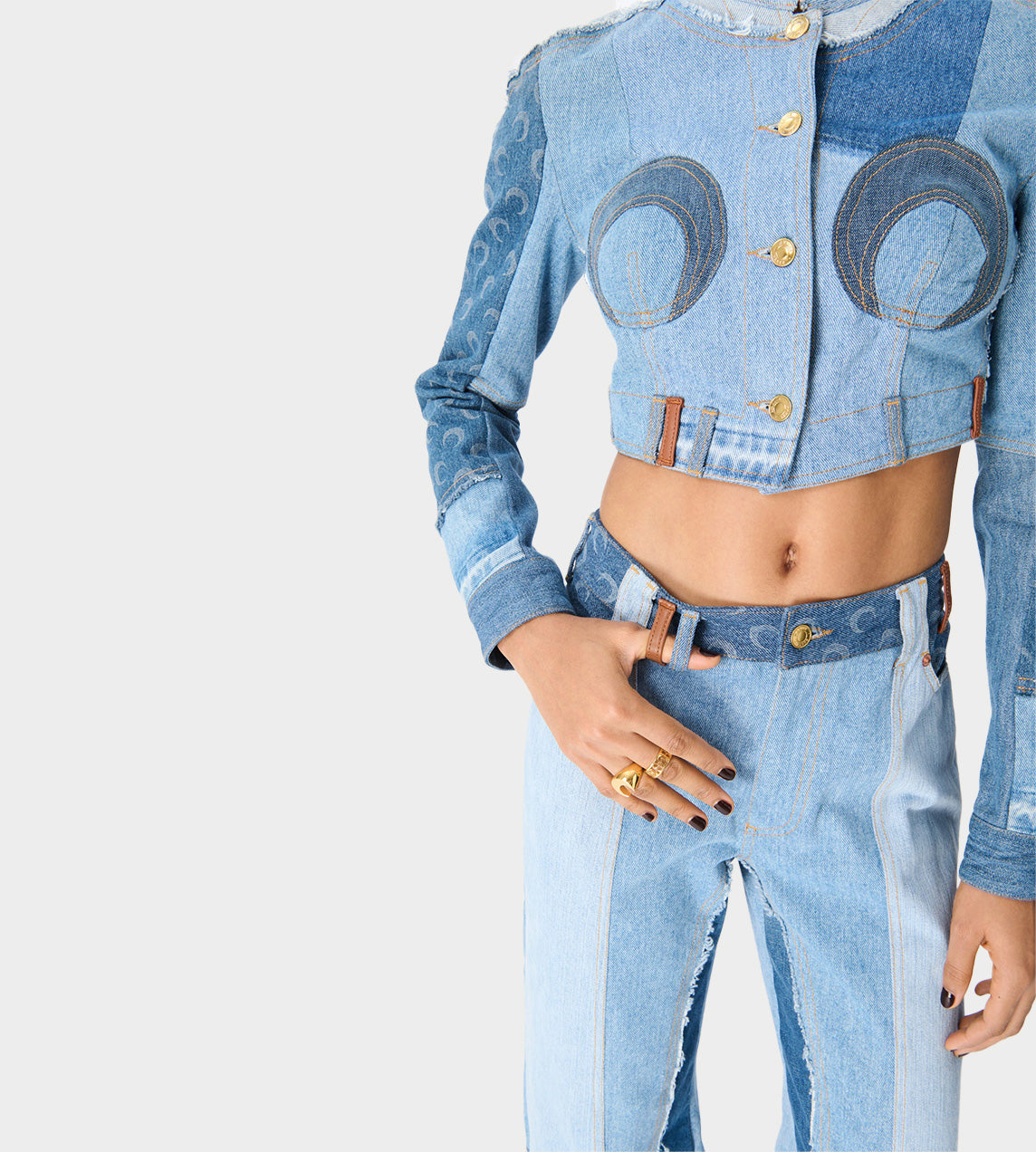 Marine Serre - Upcycled Denim Loose Jeans