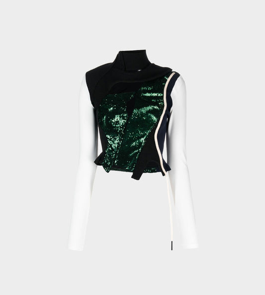 Ottolinger - Deconstructed LS Sequin Top Green/Black