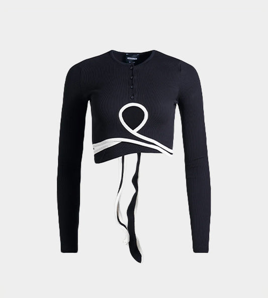Otto Lounge Wrap Loop Top Black