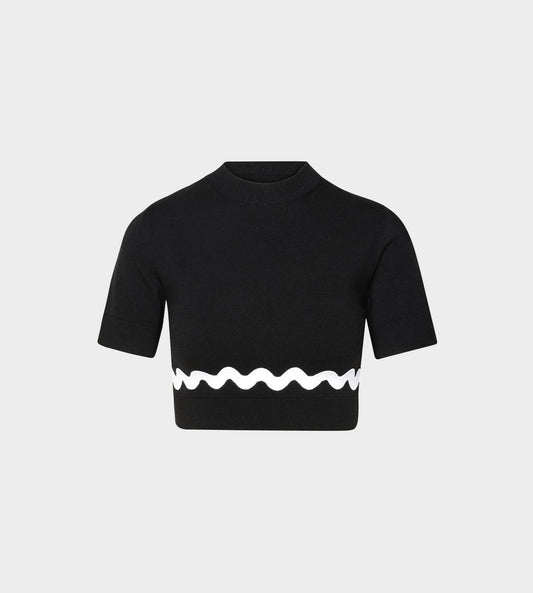Patou - Wave Cropped Sweater Black