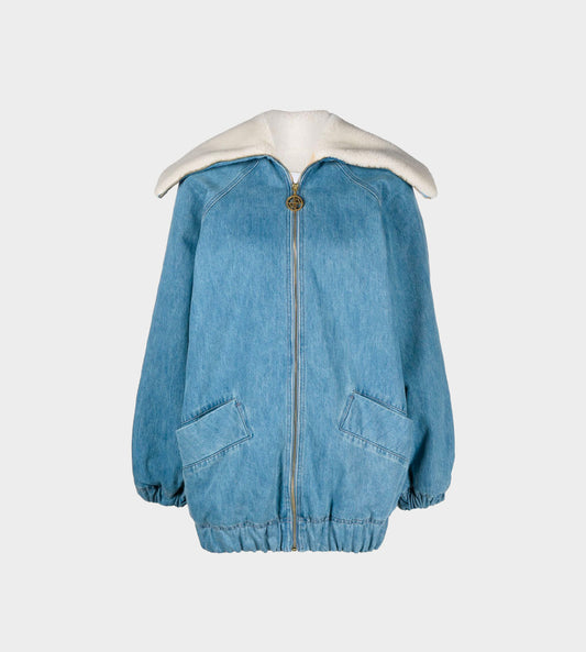 Patou - Oversized Denim Shearling Jacket Blue