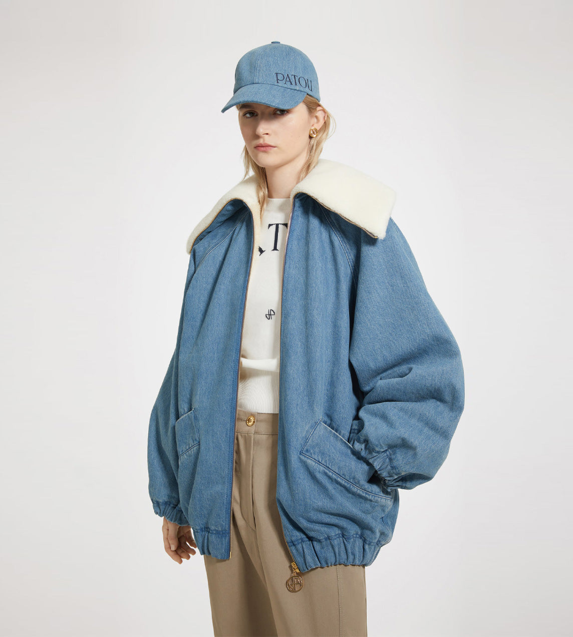 Patou - Oversized Denim Shearling Jacket Blue