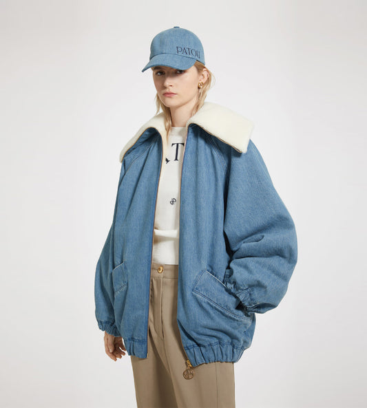 Patou - Oversized Denim Shearling Jacket Blue