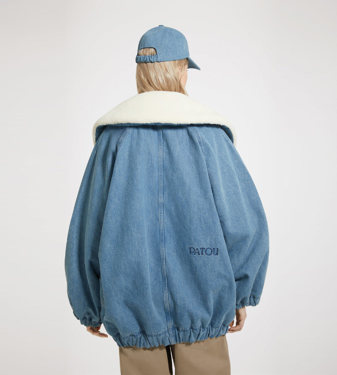 Patou - Oversized Denim Shearling Jacket Blue