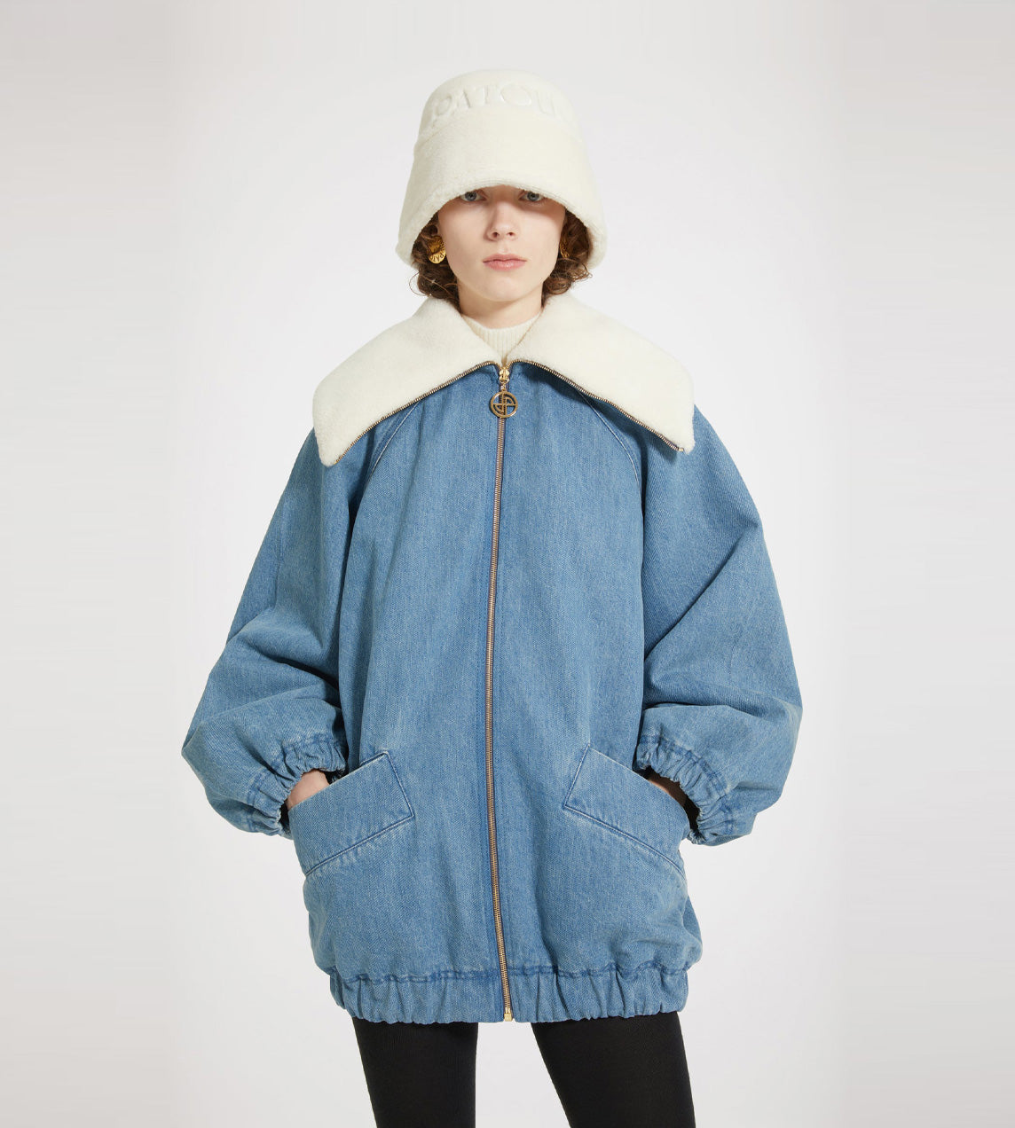 Patou - Oversized Denim Shearling Jacket Blue