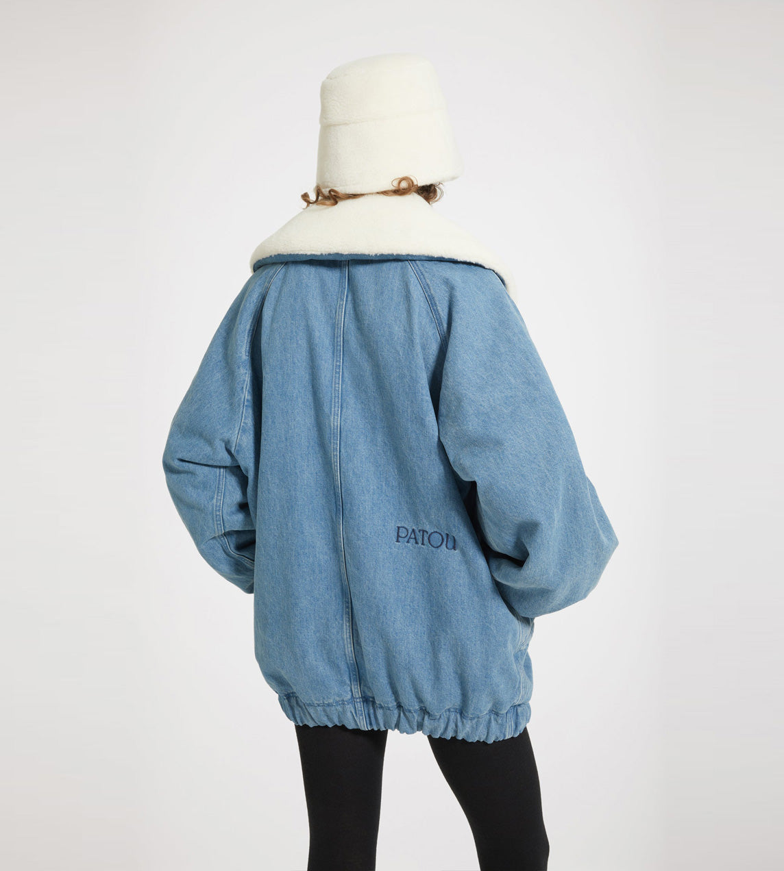 Patou - Oversized Denim Shearling Jacket Blue