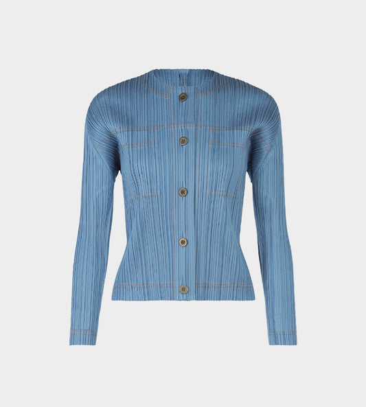 Pleats Please Issey Miyake - Denim-effect Cardigan 