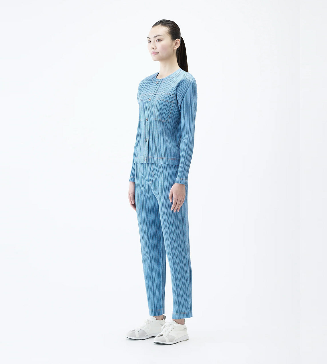 Pleats Please Issey Miyake - Denim-effect Cardigan 