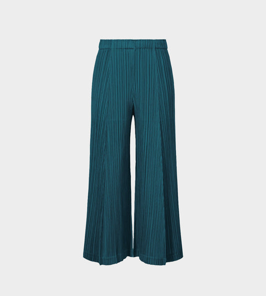 Pleats Please Issey Miyake - Thicker Pleat Wide Crop Pants Blue Green